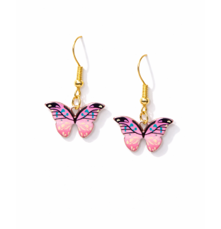 Handmade Pink Butterfly Dangling Earrings Supporting Awareness for Chronic Rare and Invisible Illnesses