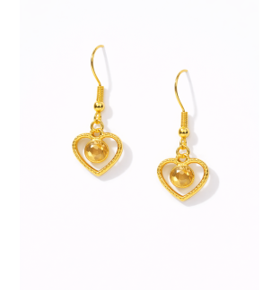 Handmade Gold Heart Yellow Stone Earrings Supporting Awareness for Chronic Rare and Invisible Illnesses