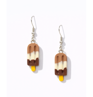 Handmade Brown Popsicle Ice Cream Dangling Earrings Supporting Awareness for Chronic Rare and Invisible Illnesses