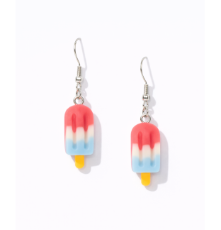 Handmade Pink White Blue Popsicle Ice Cream Dangling Earrings Supporting Awareness for Chronic Rare and Invisible Illnesses