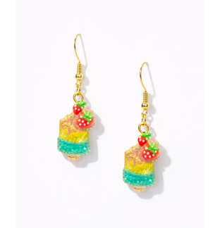 Handmade Glittery Green Yellow Popsicle Ice Cream Dangling Earrings Supporting Awareness for Chronic Rare and Invisible Illnesses