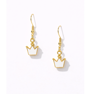 Handmade White Crown Dangling Earrings Supporting Awareness for Chronic Rare and Invisible Illnesses