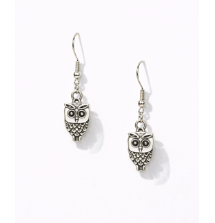 Handmade Silver Owl Dangling Earrings Supporting Awareness for Chronic Rare and Invisible Illnesses