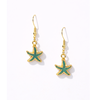 Handmade Green Starfish Dangling Earrings Supporting Awareness for Chronic Rare and Invisible Illnesses