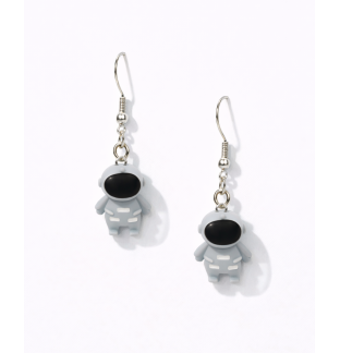 Handmade Gray Astronaut Dangling Earrings Supporting Awareness for Chronic Rare and Invisible Illnesses