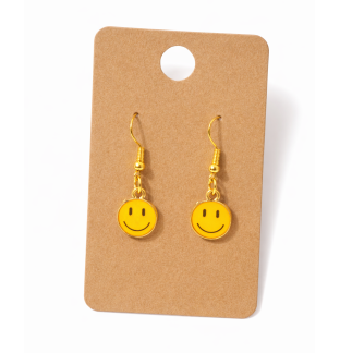 Handmade Yellow Smiley Face Dangling Earrings Supporting Awareness for Chronic Rare and Invisible Illnesses