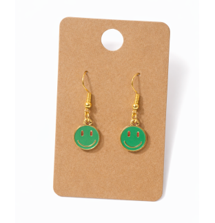 Handmade Green Smiley Face Dangling Earrings Supporting Awareness for Chronic Rare and Invisible Illnesses