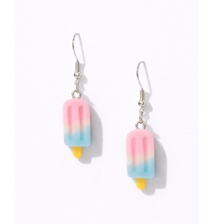 Handmade Light Pink White Blue Popsicle Ice Cream Dangling Earrings Supporting Awareness for Chronic Rare and Invisible Illnesses