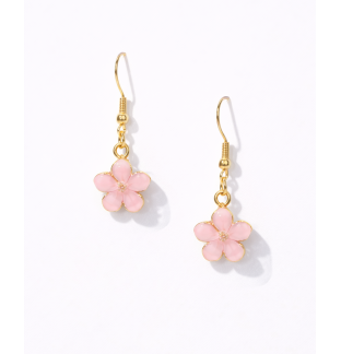 Handmade Pink Flower Dangling Earrings Supporting Awareness for Chronic Rare and Invisible Illnesses