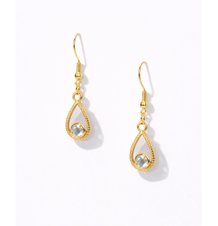 Handmade Gold Tear Drop Dangling Earrings Supporting Awareness for Chronic Rare and Invisible Illnesses