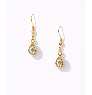 Handmade Clear Stone Gold Dangling Earrings Supporting Awareness for Chronic Rare and Invisible Illnesses