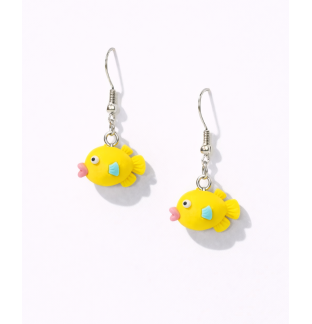 Handmade Adorable Yellow Fish Dangling Earrings Supporting Awareness for Chronic Rare and Invisible Illnesses