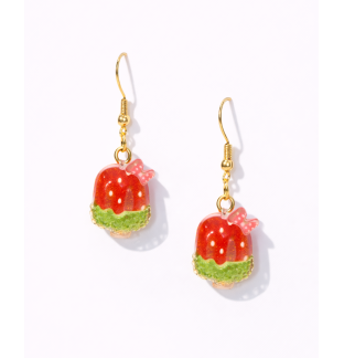 Handmade Red Strawberry Popsicle Dangling Earrings Supporting Awareness for Chronic Rare and Invisible Illnesses