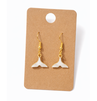 Handmade White Cream Dolphin Tail Dangling Earrings Supporting Awareness for Chronic Rare and Invisible Illnesses