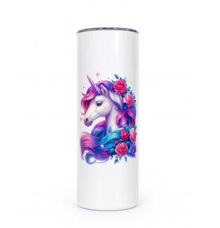 Pink & Purple Unicorn Stainless Steel Tumbler – Inspirational Drinkware 20oz Insulated Cup Supporter Survivor