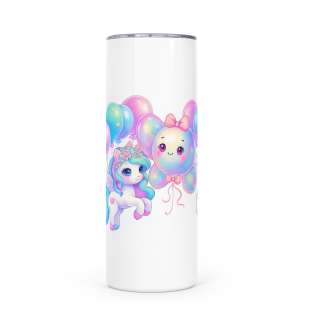 Unicorns w/Balloons Stainless Steel Tumbler – Inspirational Drinkware 20oz Insulated Cup Supporter Survivor