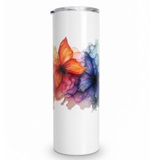 Multicolored Butterflies Stainless Steel Tumbler – Inspirational Drinkware 20oz Insulated Cup Supporter Survivor Autism Neuro Diversity