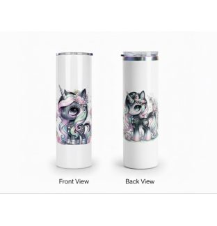 Teal Black Pink Unicorns Stainless Steel Tumbler – Inspirational Drinkware 20oz Insulated Cup Supporter Survivor Autism Neuro Diversity