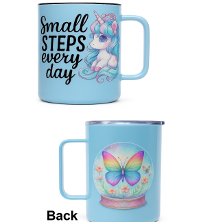 Small Steps Every Day Unicorn Travel Mug Rare, Chronic & Invisible Illness Awareness and Support