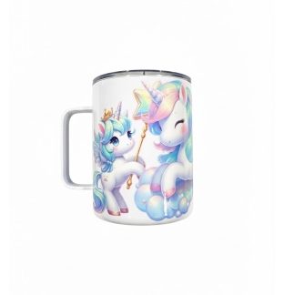 Magical Unicorns w/Wands White Travel Mug Rare, Chronic & Invisible Illness Awareness and Support