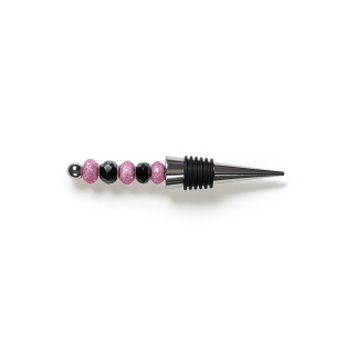 Handmade Pink & Black Beaded Wine Stopper Supporting Awareness For Chronic Rare & Invisible Illnesses