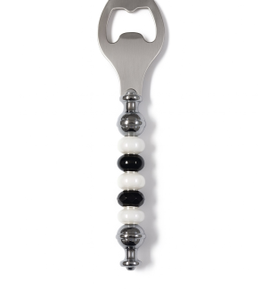 Handmade Black & White Beaded Bottle Opener Supporting Awareness For Chronic Rare & Invisible Illnesses