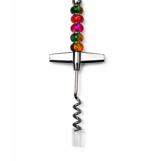 Handmade Multi Color Rainbow Beaded Cork Screw Supporting Awareness For Chronic Rare & Invisible Illnesses