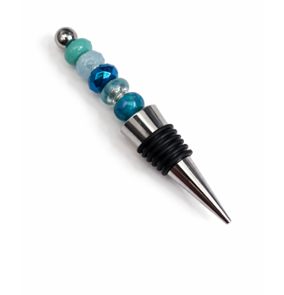 Handmade Teal Blue Beaded Wine Stopper Supporting Awareness For Chronic Rare & Invisible Illnesses
