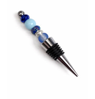Handmade Blue Beaded Wine Stopper Supporting Awareness For Chronic Rare & Invisible Illnesses