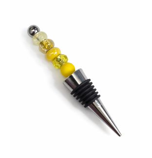 Handmade Yellow Gold Beaded Wine Stopper Supporting Awareness For Chronic Rare & Invisible Illnesses