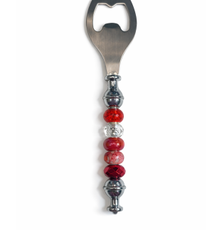 Handmade Red Beaded Bottle Cap Opener Supporting Awareness For Chronic Rare & Invisible Illnesses