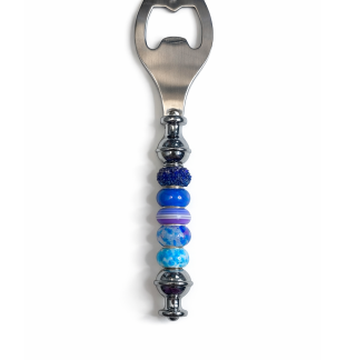 Handmade Blue Beaded Bottle Cap Opener Supporting Awareness For Chronic Rare & Invisible Illnesses