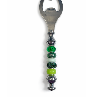 Handmade Green Beaded Bottle Cap Opener Supporting Awareness For Chronic Rare & Invisible Illnesses