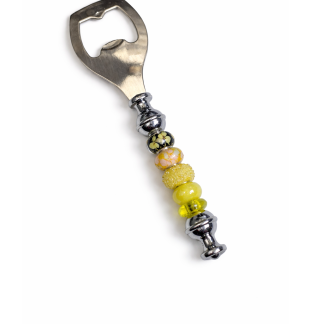 Handmade Yellow Beaded Bottle Cap Opener Supporting Awareness For Chronic Rare & Invisible Illnesses