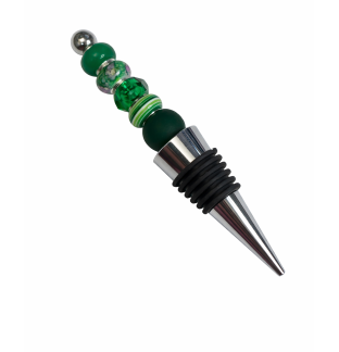 Handmade Green Beaded Wine Stopper Supporting Awareness For Chronic Rare & Invisible Illnesses