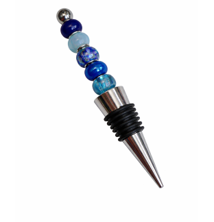 Handmade Blue Beaded Wine Stopper Supporting Awareness For Chronic Rare & Invisible Illnesses