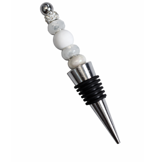Handmade White Beaded Wine Stopper Supporting Awareness For Chronic Rare & Invisible Illnesses