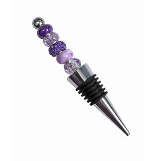 Handmade Purple Roses Beaded Wine Stopper Supporting Awareness For Chronic Rare & Invisible Illnesses