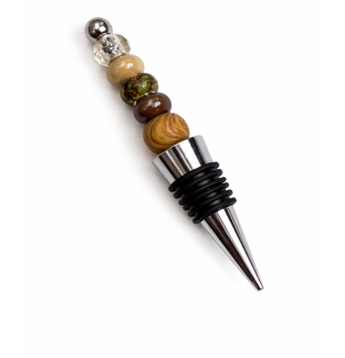 Handmade Brown Beaded Wine Stopper Supporting Awareness For Chronic Rare & Invisible Illnesses