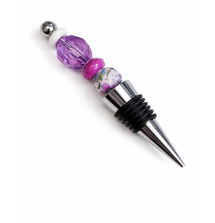 Handmade Purple Maroon Beaded Wine Stopper Supporting Awareness For Chronic Rare & Invisible Illnesses