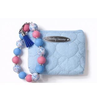 Blue Pink Silver Beaded Wristlet Pouch Support Awareness Chronic and Rare Diseases