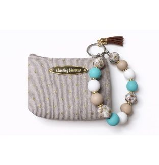 Brown Teal White Gold Beaded Wristlet Pouch Support Awareness Chronic and Rare Diseases