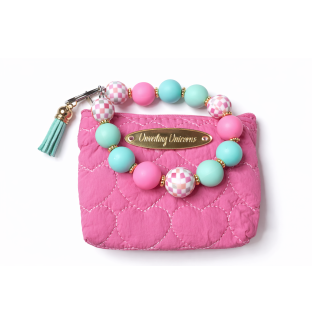 Pink Teal Gold Beaded Wristlet Pouch Support Awareness Chronic and Rare Diseases