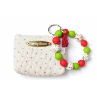 Red Green Beige Gold Beaded Wristlet Pouch Support Awareness Chronic and Rare Diseases